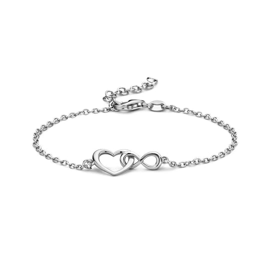 Zilveren armband hart en infinity
