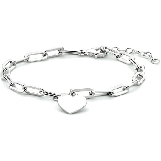 Zilveren armband hart paperclip