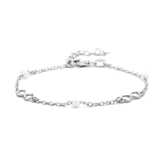 Zilveren armband infinity en parels