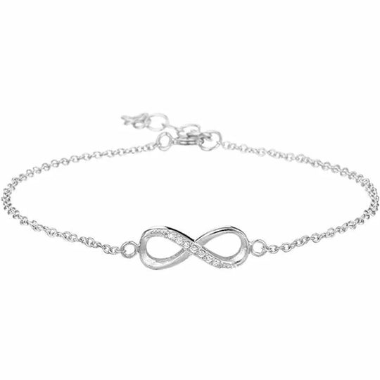 Zilveren armband infinity zirkonia 1,0 mm 15,5 + 2,5 cm