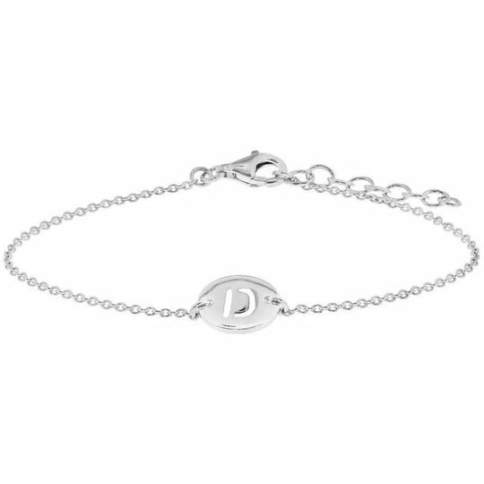 Zilveren armband letter d 1,3 mm 15,5 + 2,5 cm
