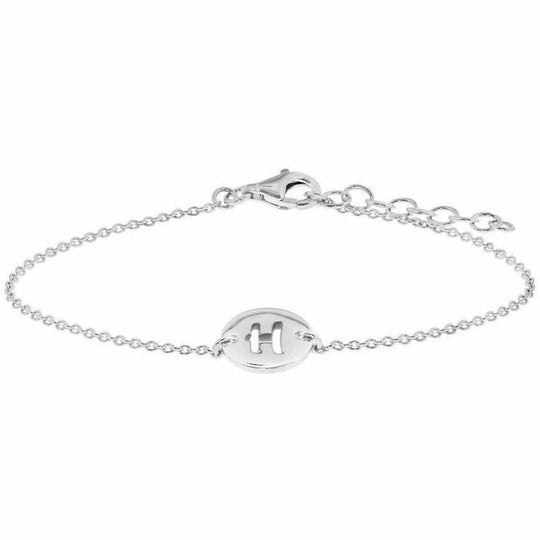Zilveren armband letter h 1,3 mm 15,5 + 2,5 cm