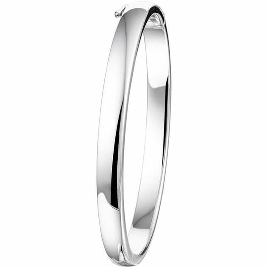 Zilveren bangle scharnier bolle buis 6 x 56 mm