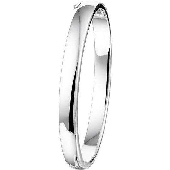 Zilveren bangle scharnier bolle buis 7 x 60 mm