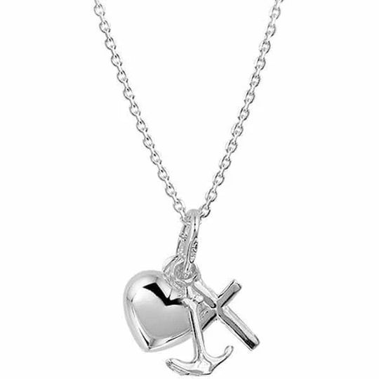 Zilveren collier geloof, hoop en liefde 41 + 4 cm