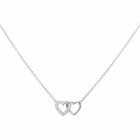 Zilveren collier hartjes zirkonia 1,2 mm 40 + 4 cm