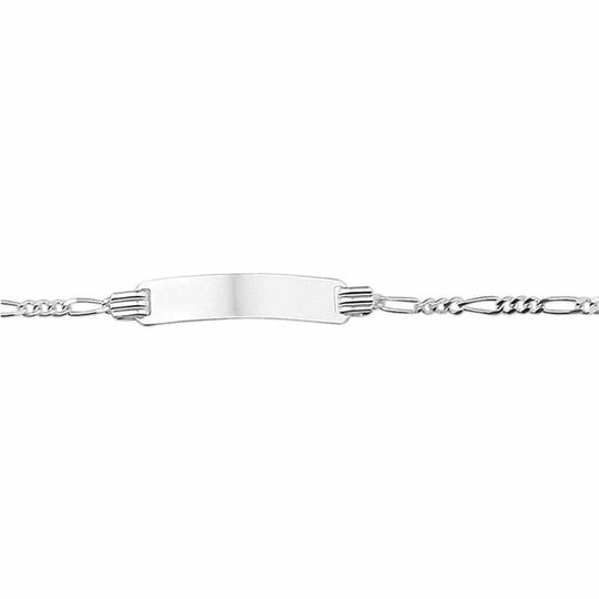 Zilveren graveerarmband figaro plaat 4,8 mm 11 - 13 cm