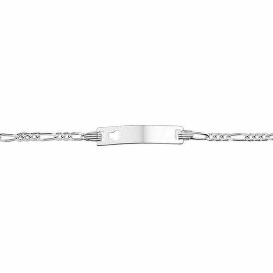 Zilveren graveerarmband hart figaro plaat 4,2 mm 9 - 11 cm