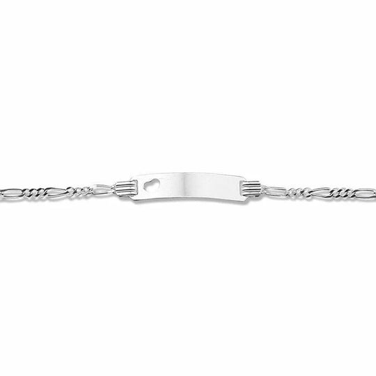 Zilveren graveerarmband hart figaro plaat 4,8 mm 13 - 15 cm