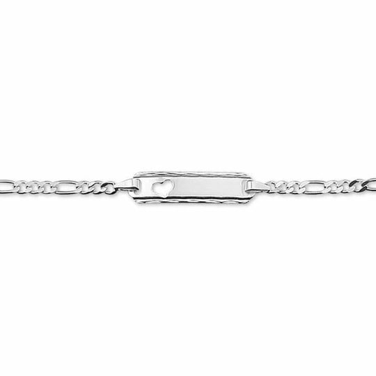 Zilveren graveerarmband hart figaro plaat 5,0 mm 11- 13 cm