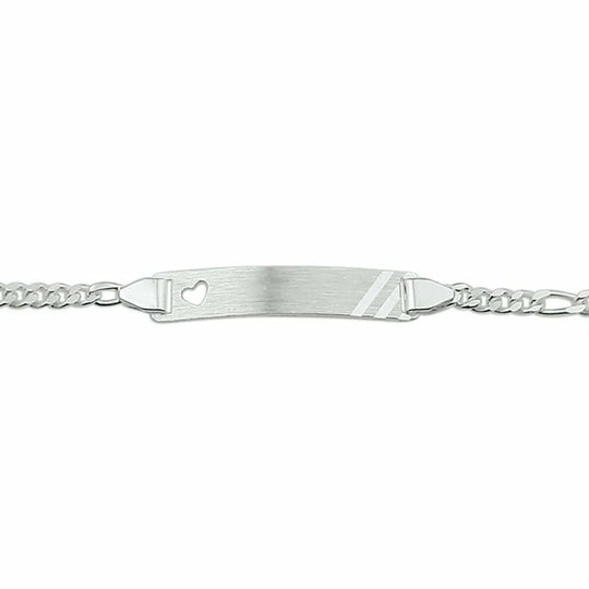 Zilveren graveerarmband hart figaro plaat 5,0 mm 16 - 18 cm