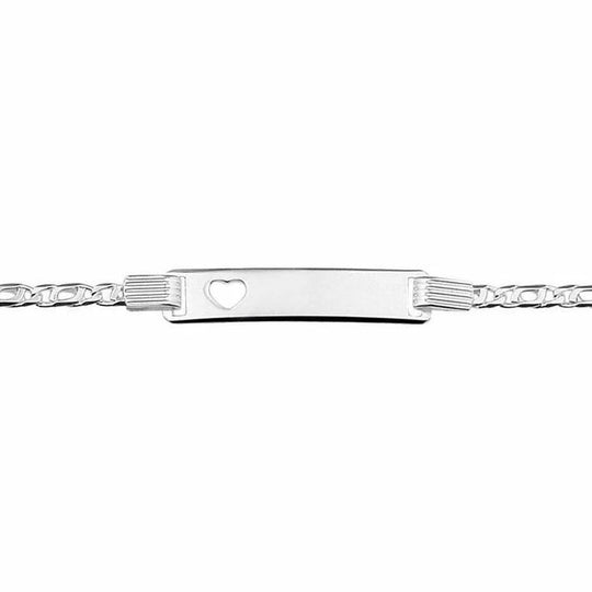 Zilveren graveerarmband hart plaat 6 mm 16-18 cm