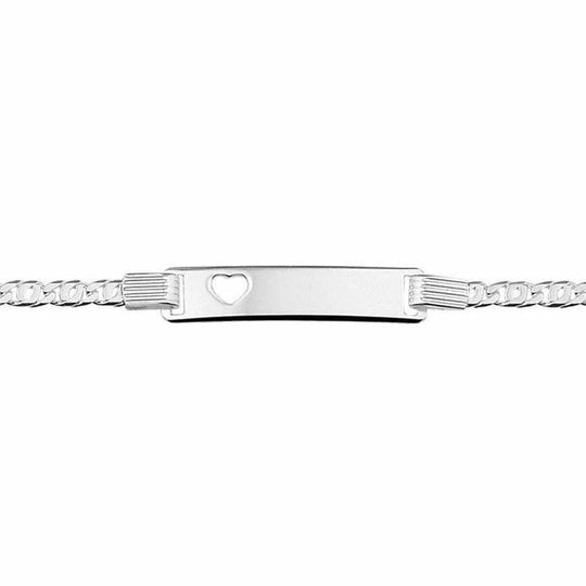 Zilveren graveerarmbanden hart plaat 6 mm 16-18 cm