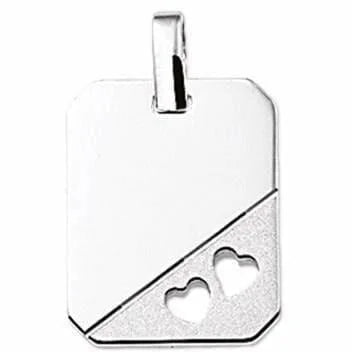 Zilveren graveerhanger gestanste hartjes