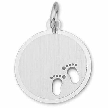 Zilveren graveerhanger gestanste voeten