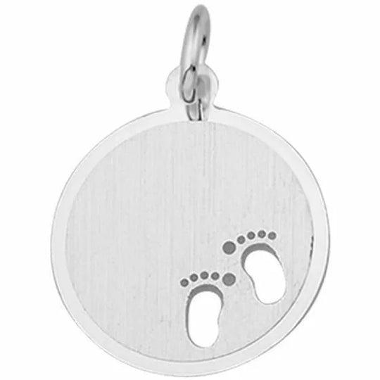 Zilveren graveerhanger gestanste voeten