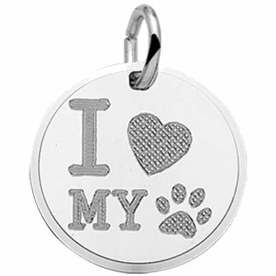 Zilveren graveerhanger "i love my dog"