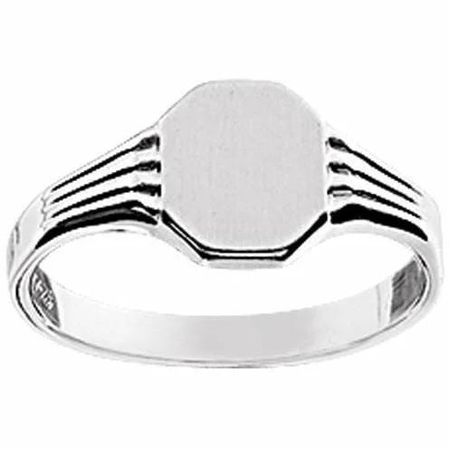 Zilveren graveerring achtkant massief poli/mat