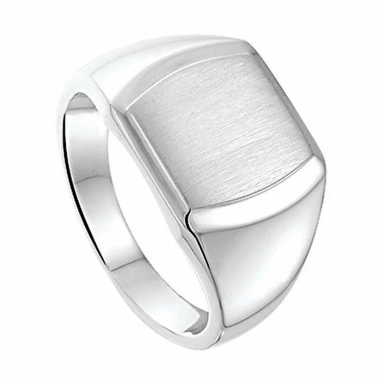 Zilveren graveerring poli/mat gediamanteerd