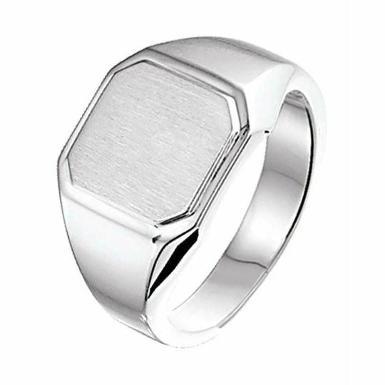 Zilveren graveerring poli/mat gediamanteerd