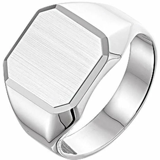 Zilveren graveerring poli/mat gediamanteerd