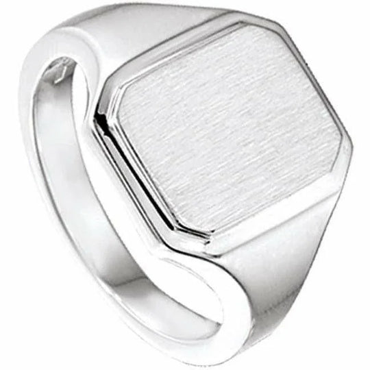 Zilveren graveerring poli/mat gediamanteerd