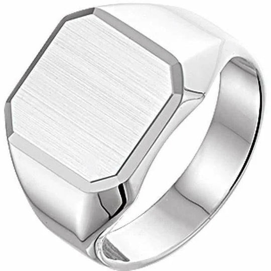 Zilveren graveerring poli/mat gediamanteerd