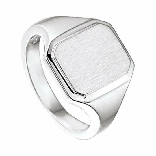 Zilveren graveerring poli/mat gediamanteerd