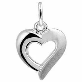 Zilveren hanger hart poli/mat