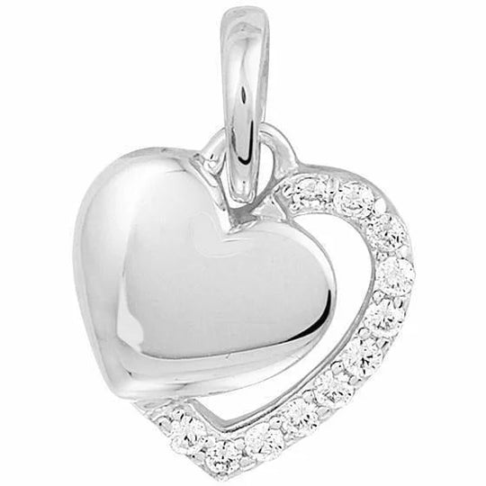 Zilveren hanger hart zirkonia