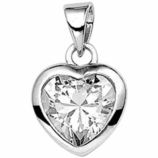 Zilveren hanger hart zirkonia