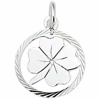 Zilveren hanger klavertje gediamanteerd