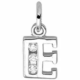 Zilveren hanger letter e zirkonia