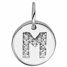 Zilveren hanger letter m zirkonia