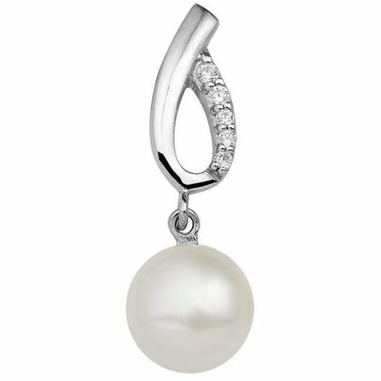 Zilveren hanger parel en zirkonia