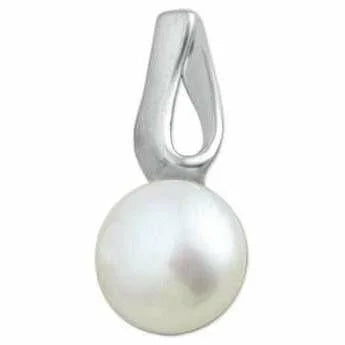 Zilveren hanger parel poli/mat