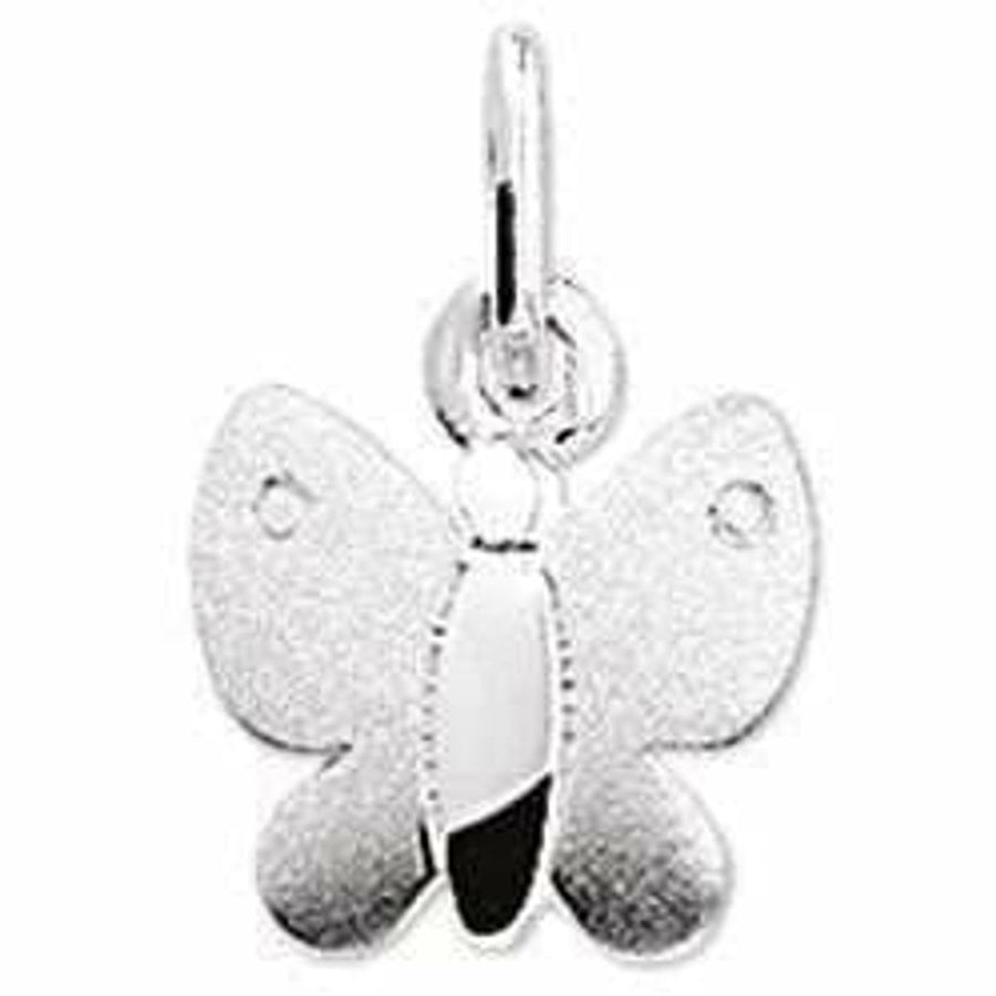 Zilveren hanger vlinder poli/mat - Hangers
