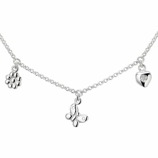 Zilveren ketting diverse bedels 35 + 3 cm