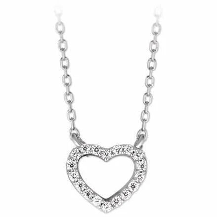Zilveren ketting hart zirkonia 1,0 mm 40 + 4 cm