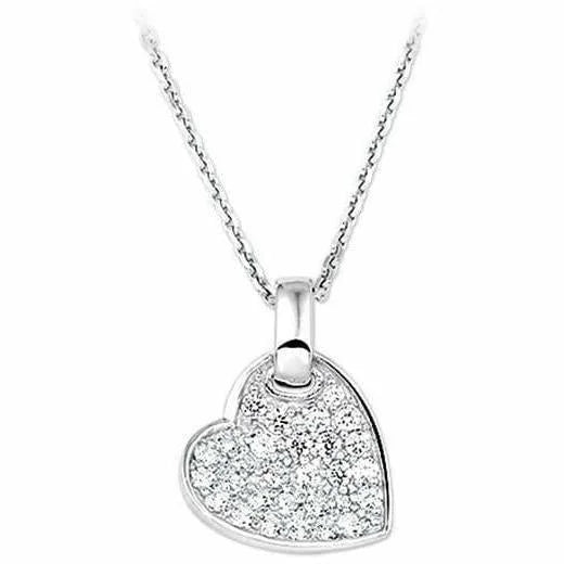 Zilveren ketting hart zirkonia 1,3 mm 41 + 4 cm