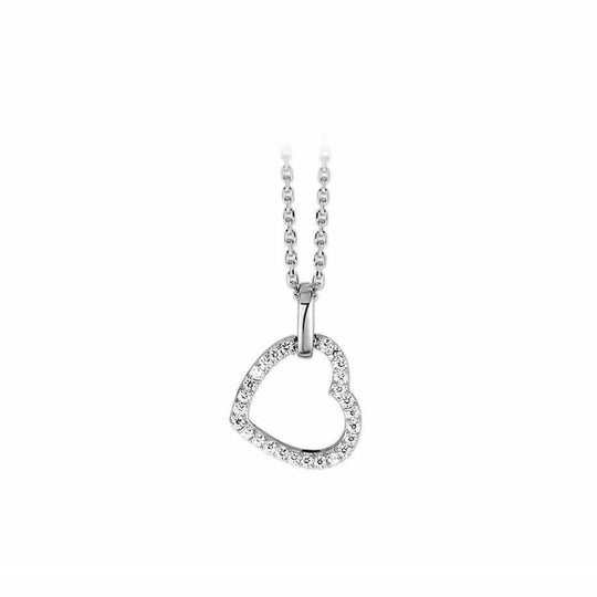 Zilveren ketting hart zirkonia 1,3 mm 41 + 4 cm