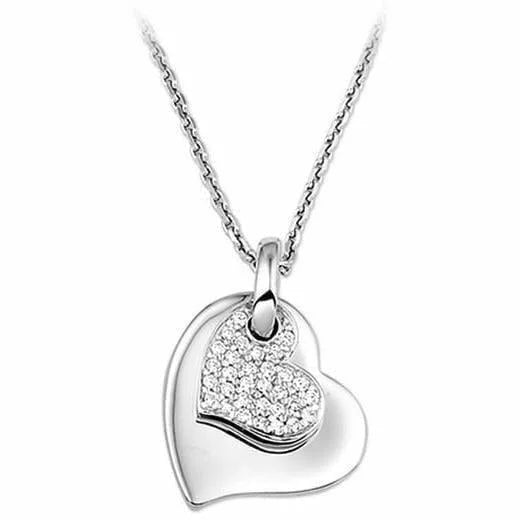 Zilveren ketting hart zirkonia 1,3 mm 41 + 4 cm