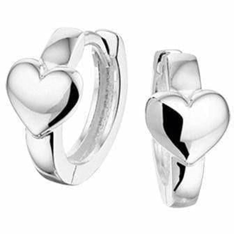 Zilveren klapoorringen hart - Oorsieraden