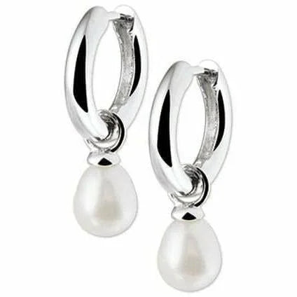 Zilveren klapoorringen parel