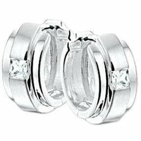 Zilveren klapoorringen zirkonia poli/mat