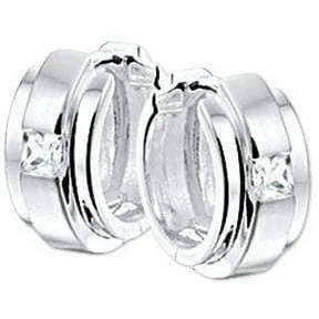Zilveren klapoorringen zirkonia poli/mat