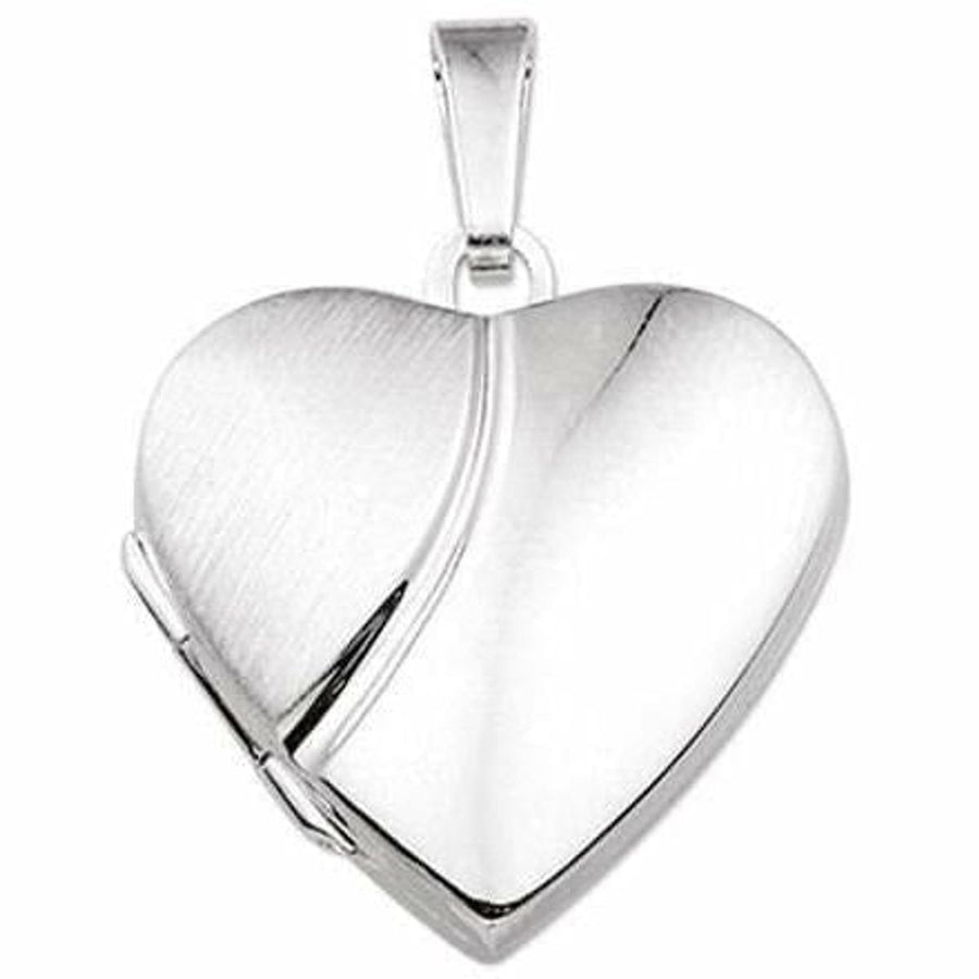 Zilveren medaillon hart poli/mat - Medailon