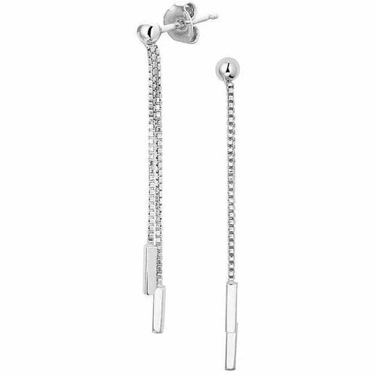 Zilveren oorhangers balkjes