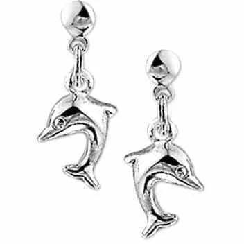 Zilveren oorhangers dolfijn