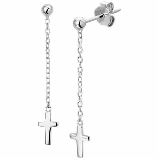 Zilveren oorhangers kruis